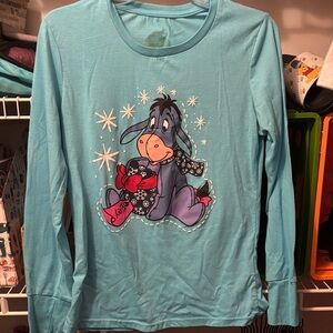 Disney Blue Long Sleeve Shirt with Eeyore Print